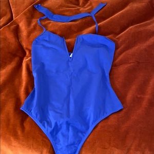 Royal blue bodysuit with high neck